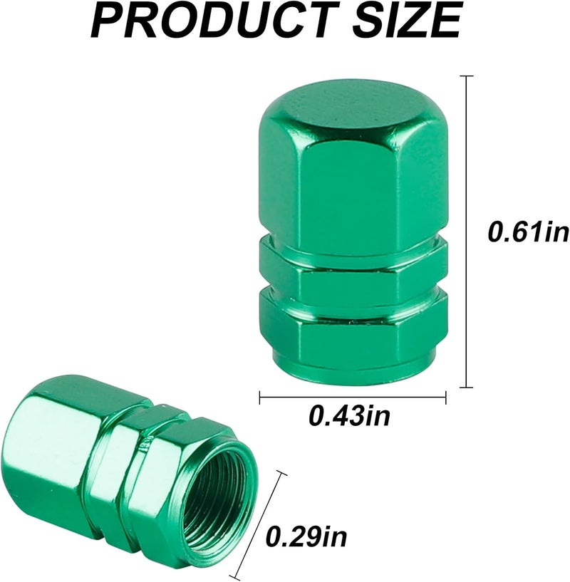 alpmosn Aluminum Tire Stem Valve Caps Wheel Valve Covers Car Dustproof Tire Cap Cover Accessories, Universal for SUV, Car, Bike and Motorcycle, Hexagon Shape (4PCS Green) - Image 2